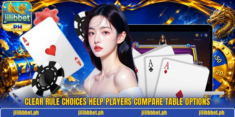 Clear rule choices help players compare table options