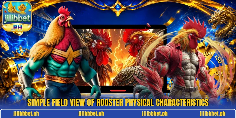 Simple field view of rooster physical characteristics Simple field view of rooster physical characteristics