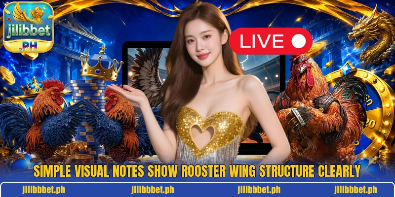 Simple visual notes show rooster wing structure clearly Simple visual notes show rooster wing structure clearly